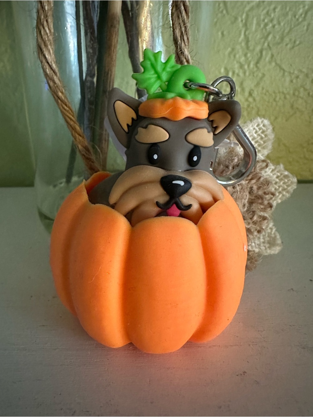 Cute Pumpkin Puppy Keychain POCKETBAC holder - Orange & Brown